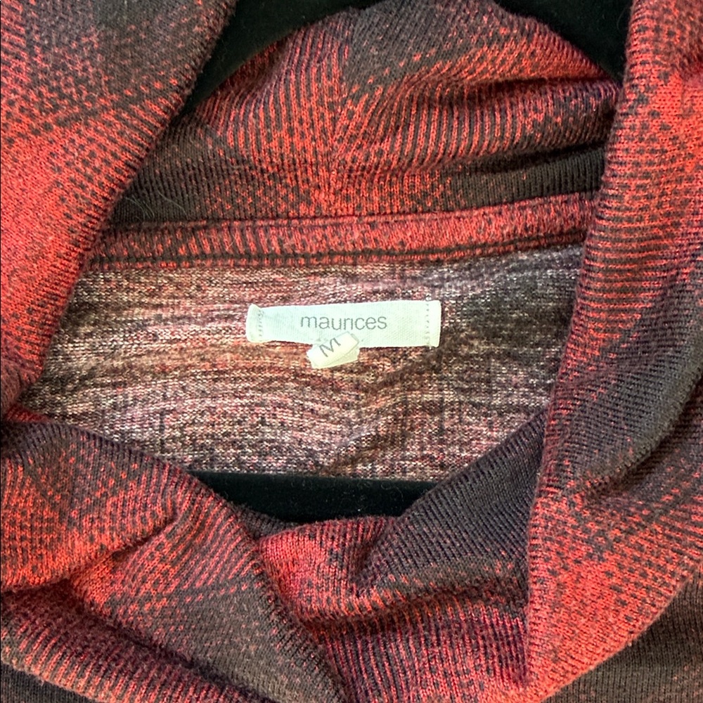 Buffalo Red and Black Plaid Cowl Neck Sweatshirt - Picture 4 of 8